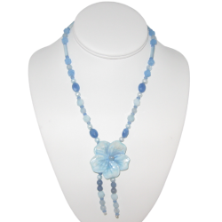 Blue Blossom Necklace with Mother-of-Pearl Flower Pendant