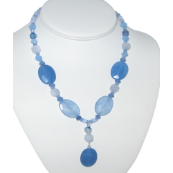 Blue Statement Necklace with Drop Pendant