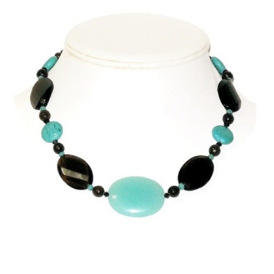 Smoky Quartz, Brown, Aqua and Turquoise Necklace