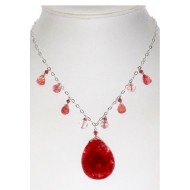 Sterling Silver Chain Necklace with Cherry Quartz Briolette Pendant