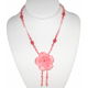 Coral Pink Blossom Necklace with Mother-of-Pearl Flower Pendant