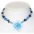 Blue Blend Necklace with Mother-of-Pearl Flower Pendant