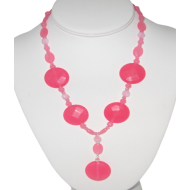 Hot Pink Statement Necklace with Drop Pendant