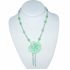 Mint and Light Green Blossom Necklace with Mother-of-Pearl Flower Pendant