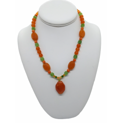 Orange and Peridot-Colored Necklace