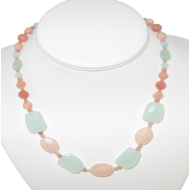 Peach, Salmon and Light Green Statement Necklace