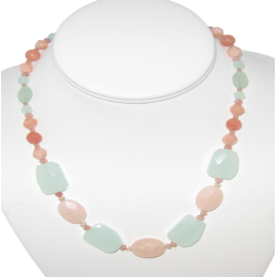 Peach, Salmon and Light Green Statement Necklace