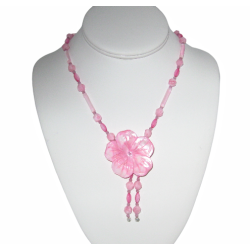 Pink Blossom Necklace with Mother-of-Pearl Flower Pendant