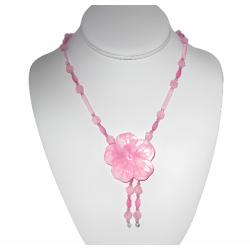 Pink Blossom Necklace with Mother-of-Pearl Flower Pendant