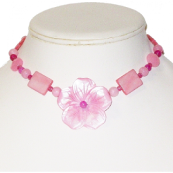 Pink Blend Necklace with Flower Pendant