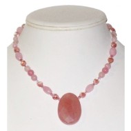 Pink Necklace with Rose Quartz Pendant