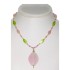 Pink and Apple Green Beaded Necklace with Jade Pendant 