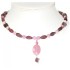 Pink Rhodonite, Jasper and Jade Necklace with Pendant