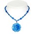 Sapphire and Capri Blue Flower Pendant Necklace 