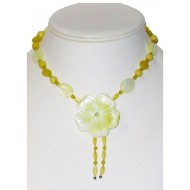 Yellow Necklace with Mother-of-Pearl Flower Pendant