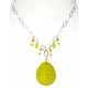 Yellow Sterling Silver Chain Necklace with Faceted Briolette Quartz Pendant