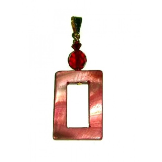 Burgundy Rectangle Mother-of-Pearl Pendant