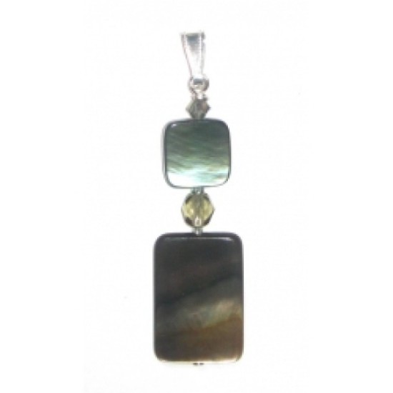  Grey Black Lip Shell Square & Rectangle Pendant