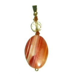 White and Orange Striped Sardonyx Pendant