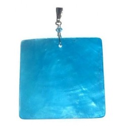 Turquoise Square Capiz Pendant with Bicone Swarovski Crystal 