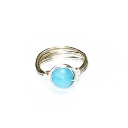 Aqua Blue Jade Wire-Wrapped Ring