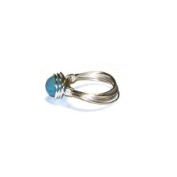 Aqua Blue Jade Wire-Wrapped Ring