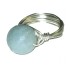 Ice Blue Faceted Jade Wire-Wrapped Ring