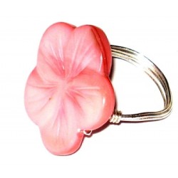 Pink Coral Flower Wire-Wrapped Ring
