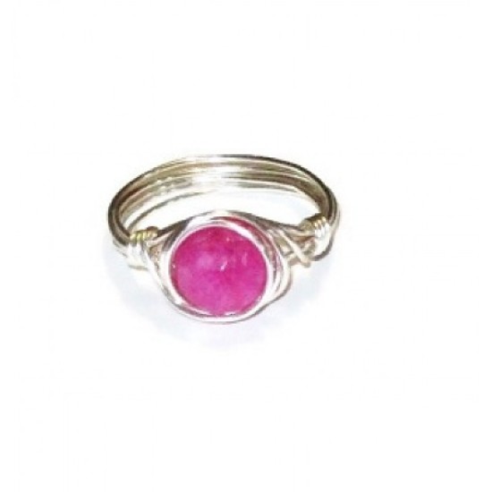 Fuchsia Jade Wire-Wrapped Ring