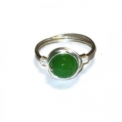 Green Jade Wire-Wrapped Ring