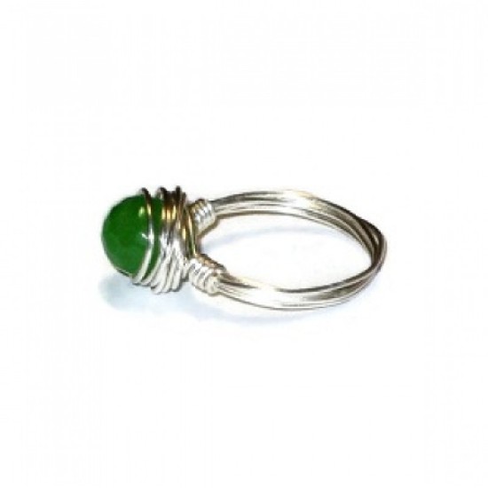 Green Jade Wire-Wrapped Ring