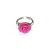 Hot Pink Carved Flower Wire-Wrapped Ring