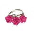 Hot Pink Three Flower Wire-Wrapped Ring