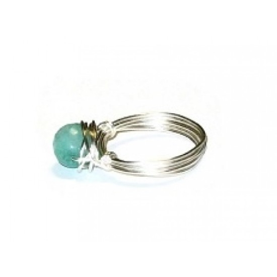 Sea Green Jade Wire-Wrapped Ring
