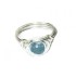 Light Blue Gray Faceted Jade Wire-Wrapped Ring