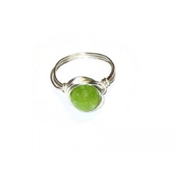 Lime Green Jade Wire-Wrapped Ring