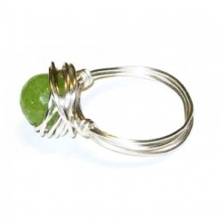 Lime Green Jade Wire-Wrapped Ring