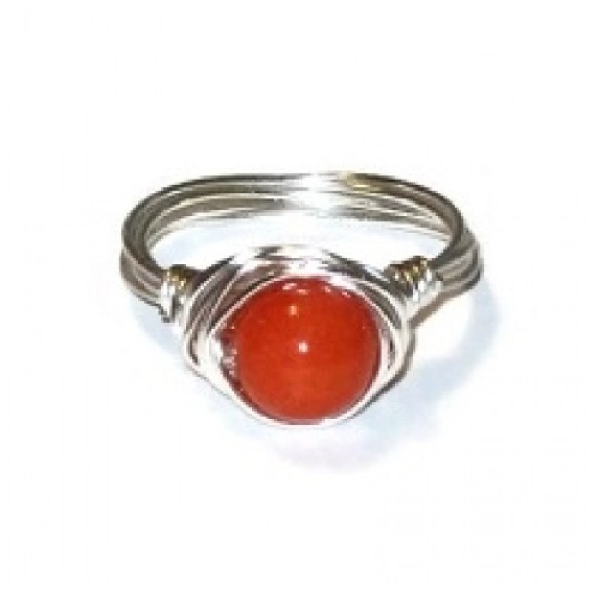 Orange Jade Wire-Wrapped Ring