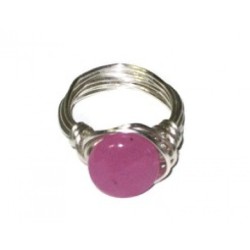 Orchid Coin-Shaped Wire-Wrapped Ring