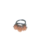 Peach Three Flower Wire-Wrapped Ring