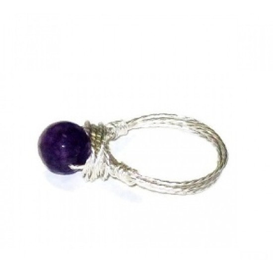 Purple Faceted Jade Wire-Wrapped Ring