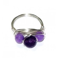 Purple Jade Trio Wire-Wrapped Ring
