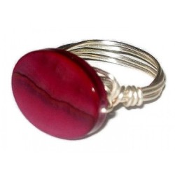 Deep Raspberry Oval Mother-of-Pearl Ring