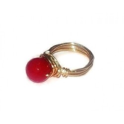Red Faceted Jade Wire-Wrapped Ring