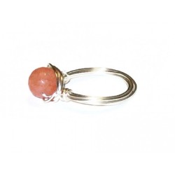 Salmon Jade Wire-Wrapped Ring
