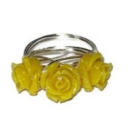 Yellow Three Flower Wire-Wrapped Ring