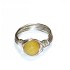 Yellow Jade Wire-Wrapped Ring with Silvertone Wire