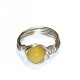Yellow Jade Wire-Wrapped Ring with Silvertone Wire